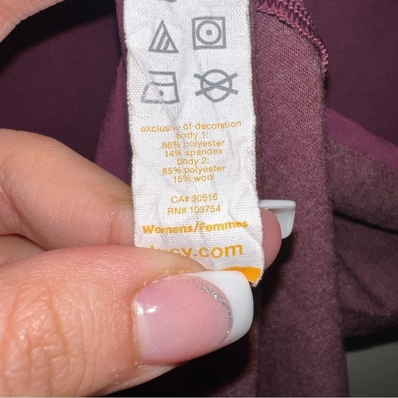 Lucy Burgundy Transcend V-Neck Relaxed Fit Wool Blend Long Sleeve Shirt Size M - Picture 5 of 8